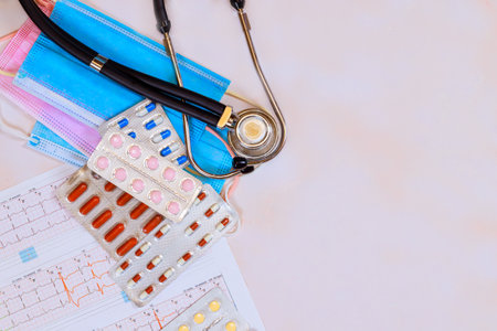 Cardiologists prescribe medication for treatment of heart diseases following examination electrocardiogramsの写真素材