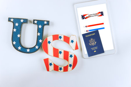 US voters are ready to submit their ballots for presidential election 2024, provided that they are citizens of United Statesの写真素材