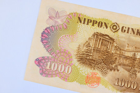 Japanese banknote 1000 yen dated 1963 - 1976 of Japan. rear viewの写真素材