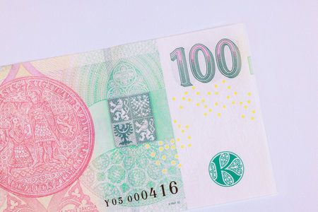 CZK Banknotes issued by Ceska Narodni Bank in denomination of 100 korunas rear viewの写真素材