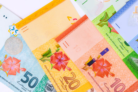 Different Malaysian various cash banknotes are official released Bank Negara Malaysia
