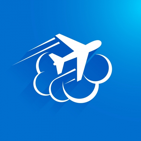 airplane flight tickets air fly travel takeoff cloud blue elementのイラスト素材