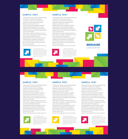 Vector Brochure Tri-fold Layout Design Template colorful squares on white backgroundのイラスト素材