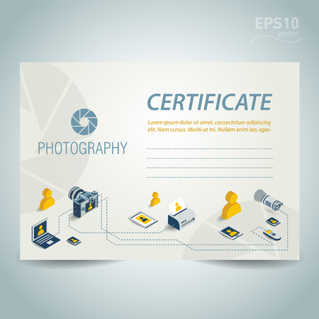 photography certificate template design vector photo camera professional element iconsのイラスト素材