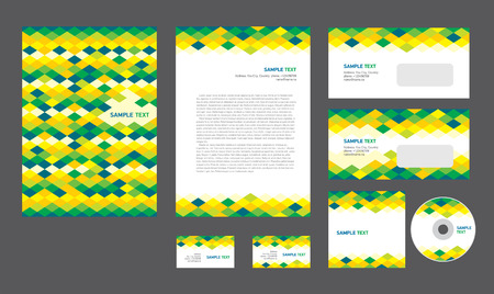 Professional corporate identity creative design brandbook blue green yellow white color business style rhombのイラスト素材