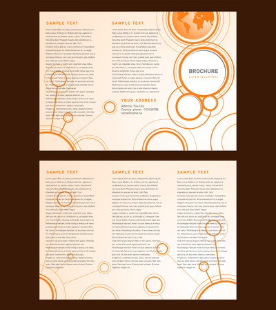 Vector Brochure Tri-fold Layout Design Template orange connectのイラスト素材