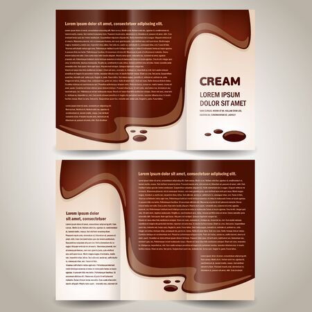 brochure folder cream element design, no transparentのイラスト素材