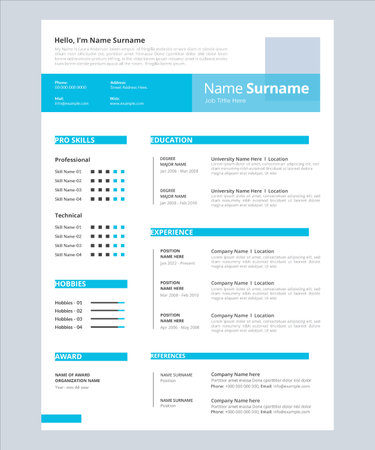 Modern resume template for business or non-profit organization, vector illustrationのイラスト素材