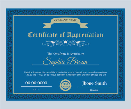 Certificate template. Diploma of completion or completion. Vector illustrationのイラスト素材