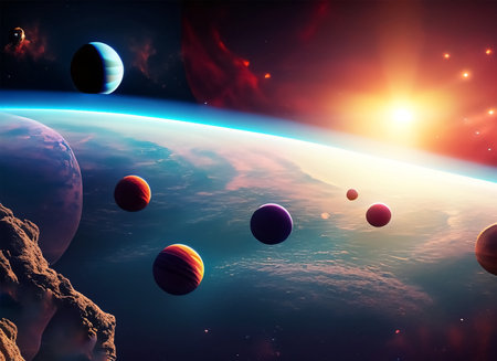 Planets in space. Science fiction wallpaper. Beauty of deep space.の素材