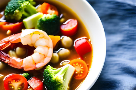 Tom Yum Goong - Thai spicy soup with shrimp and vegetablesの素材