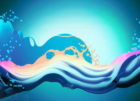 abstract blue background with waves and splashes, vector art illustrationの素材