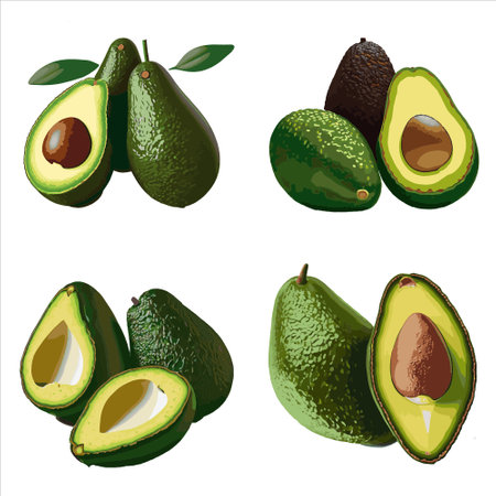 Avocado set. Avocado vector illustration isolated on white background.のイラスト素材