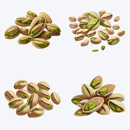 Pistachios set. Vector illustration of pistachio nuts.のイラスト素材