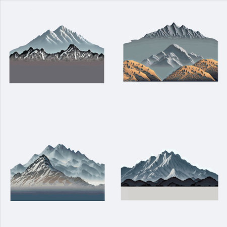 Mountains. Set of vector illustrations. Elements for your design.のイラスト素材