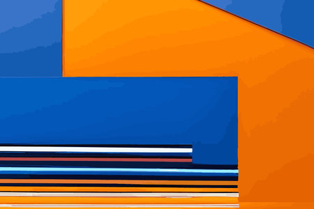 abstract blue and orange background with stripes and lines. vector illustration