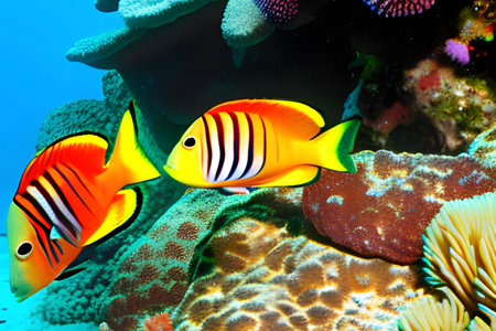 Fish swim in the Red Sea, colorful fishの素材