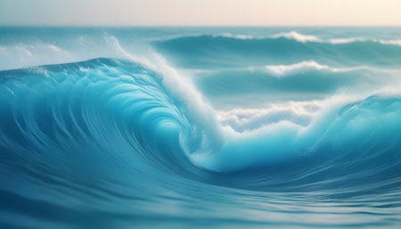 Blue ocean wave close up. Beautiful nature background. 3d renderingの素材