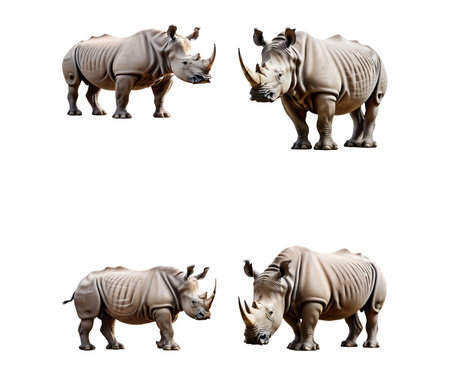 White rhinoceros isolated on white background with clipping path.の素材