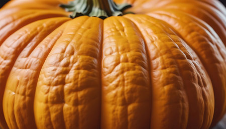 Close up of orange pumpkin for halloween or thanksgiving backgroundの素材