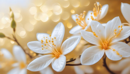 Beautiful white crocus flowers on bokeh background. Spring concept.の素材