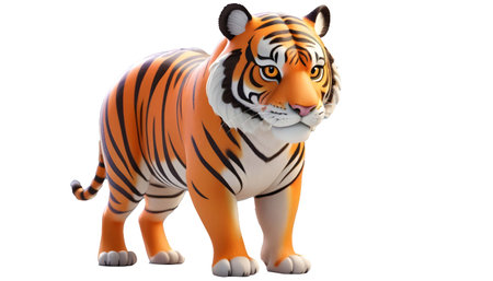 3d rendering of a tiger toy isolated on a white background.の素材