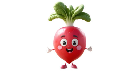 Vegetable character isolated on white background with clipping path. Healthy food concept.の素材