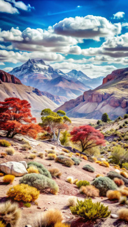 Colorful autumn landscape in the Andes mountains, Peru, South Americaの素材