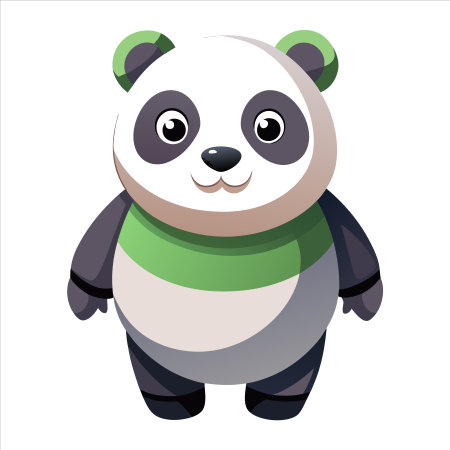 Cute panda bear. Cartoon vector illustration isolated on white background.のイラスト素材