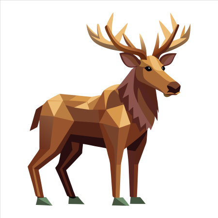 Deer isolated on white background. Vector illustration in flat style.のイラスト素材
