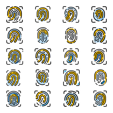 Fingerprint icons set in line art style. Vector illustration.のイラスト素材