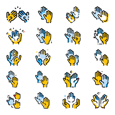 Clapping hands icon set in flat color style. Vector illustration.のイラスト素材