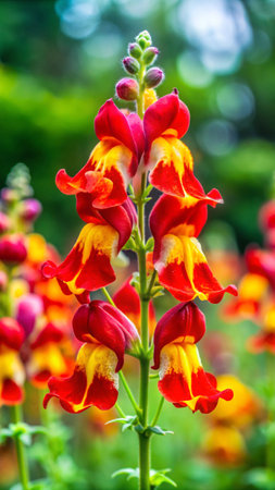Close up of Antirrhinum majus flower, Thailand.の素材