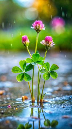 Clover flower in the rain with shallow depth of field, Thailand.の素材