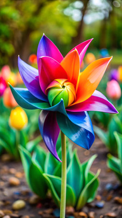 Colorful tulip flower in the garden, Thailand. (Selective focus)の素材