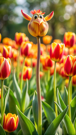 Colorful tulip flowers bloom in the garden  in spring seasonの素材