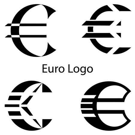 Set of euro symbols. Vector illustration isolated on a white background.のイラスト素材