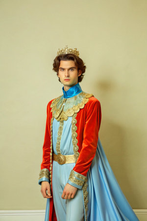 Portrait of a prince in a royal costume. Studio shot.の素材