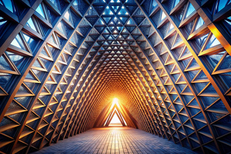 3D rendering of a futuristic corridor in a futuristic building. Futuristic architecture.の素材