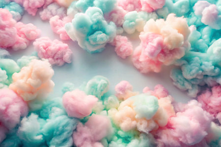 Cotton candy on white background. Colorful cotton candy background.の素材