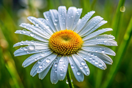 Beautiful daisy flower with dew drops on the petalsの素材