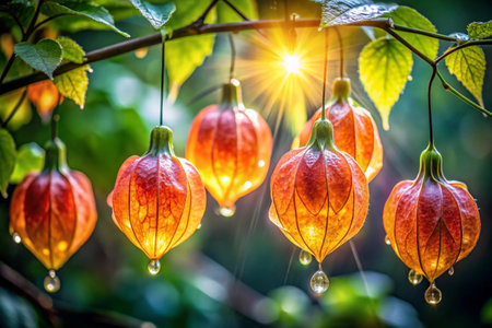 Physalis peruviana, commonly known as the Chinese lantern.の素材