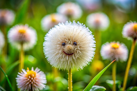 Dandelion flower in the meadow. Dandelion is a genus of herbaceous flowering plants.の素材