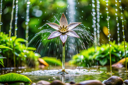 Water drop falling on lotus flower in the garden, Thailand.の素材