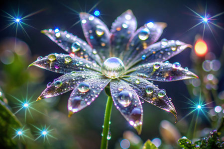 Beautiful water drops on the petals of a flower close upの素材