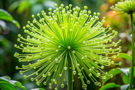 Close up of green flower in garden, Thailand. Selective focus.の素材