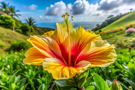Hibiscus flower on the island of Maui, Hawaiiの素材