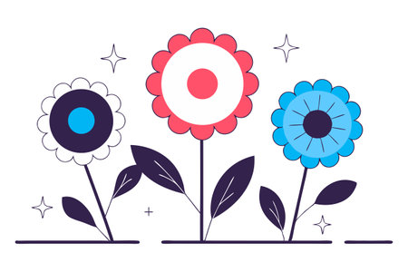 Flower icon. Vector illustration in flat style. Colorful flowers.のイラスト素材