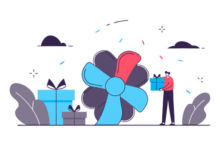 Flat design illustration concept of gift giving. Vector graphic art.のイラスト素材