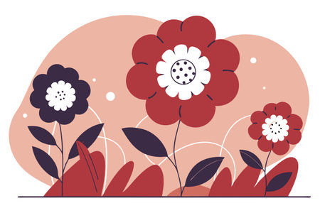 Flower vector illustration in flat style. Floral composition with flowers.のイラスト素材
